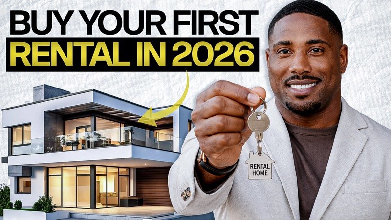 Thumbnail design for a first rental property investing video